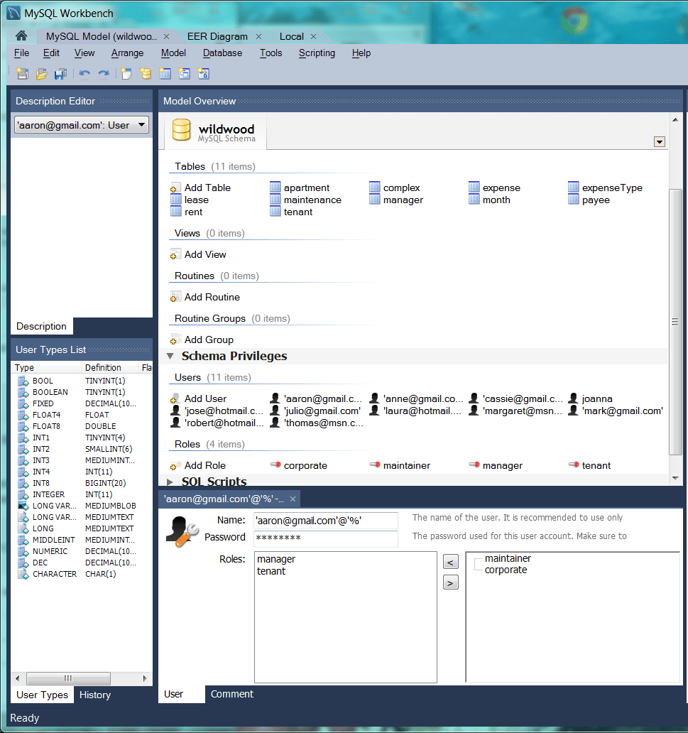 How to create user with MySQL Workbench when username is an email