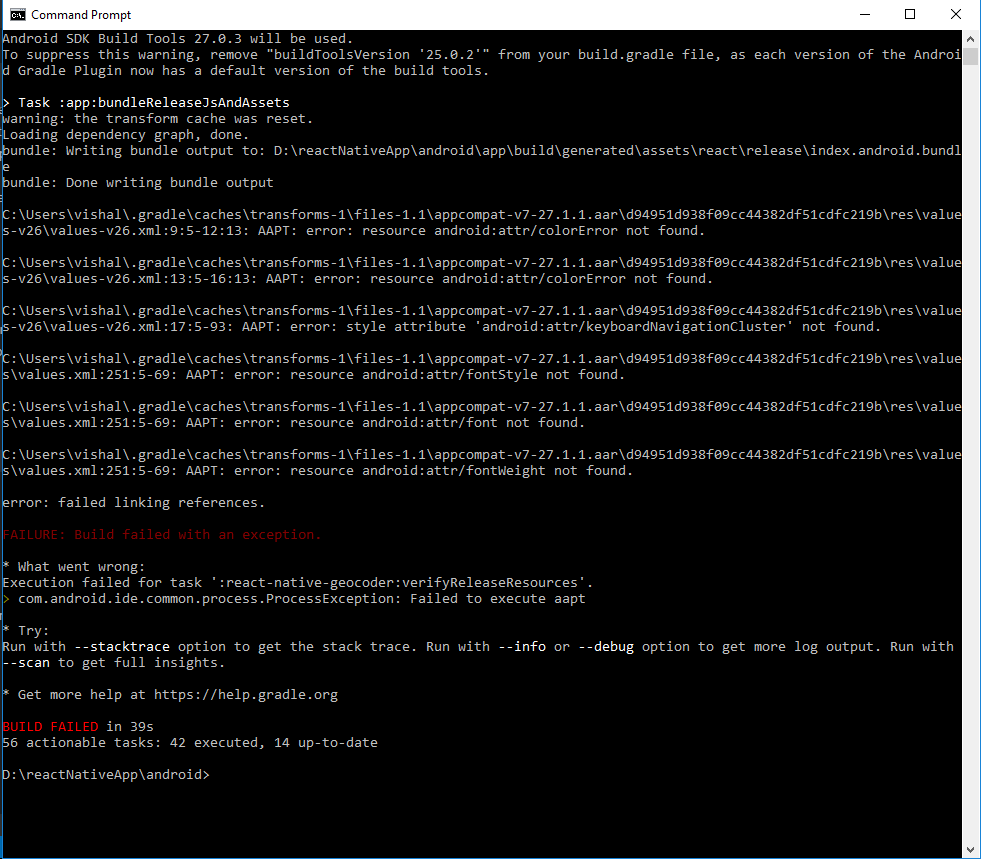 Execution failed for task 'reactnativegeocoder