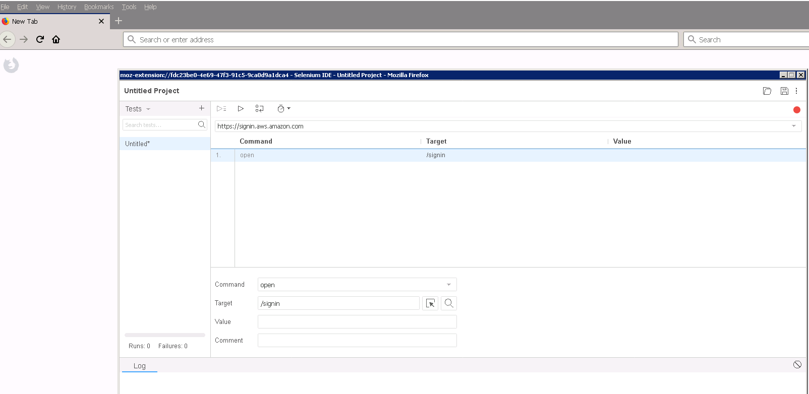 Can't see File/Edit/Actions menu bar on Firefox Selenium IDE Stack