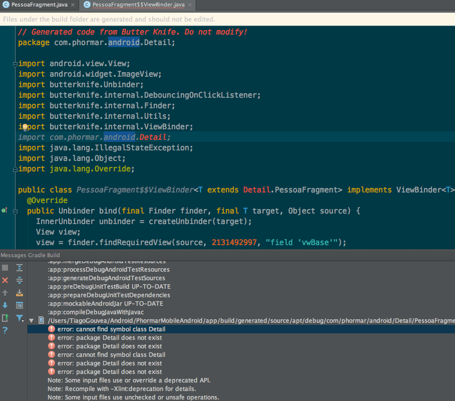 android Cannot find symbol class on Butter Knife generated code