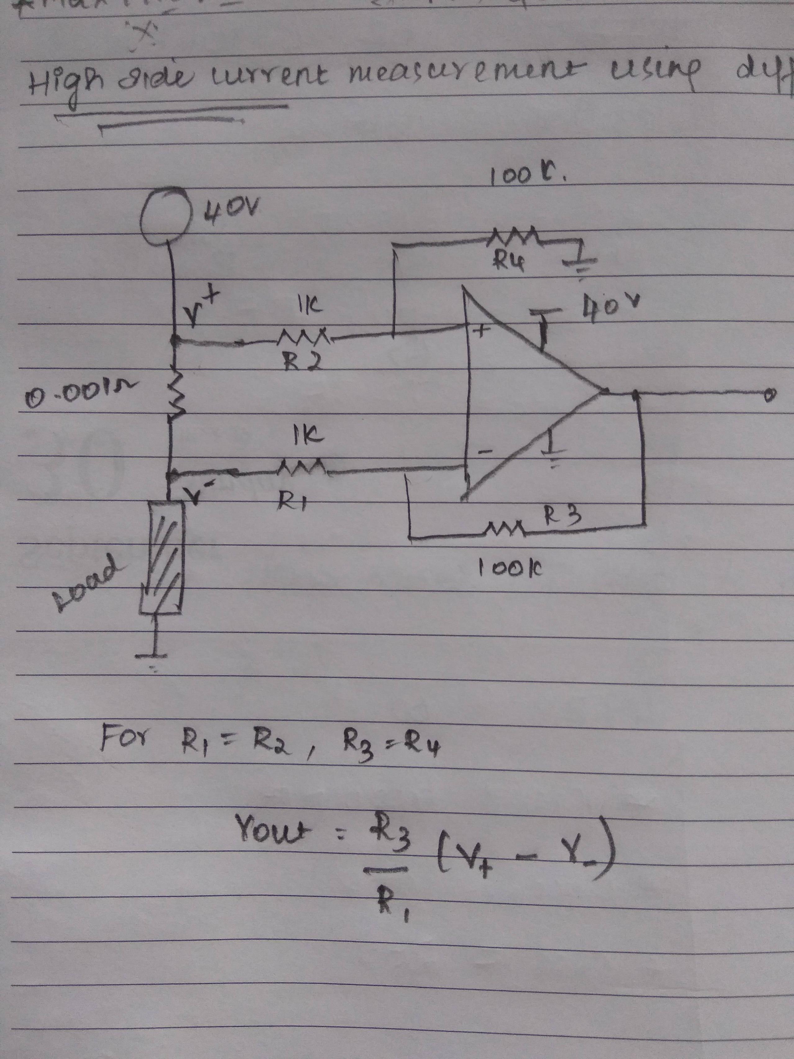 operational amplifier High side current sensing Electrical