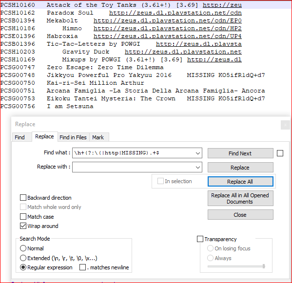 regex How can I remove everything in brackets or a particular word and beyond in Notepad++