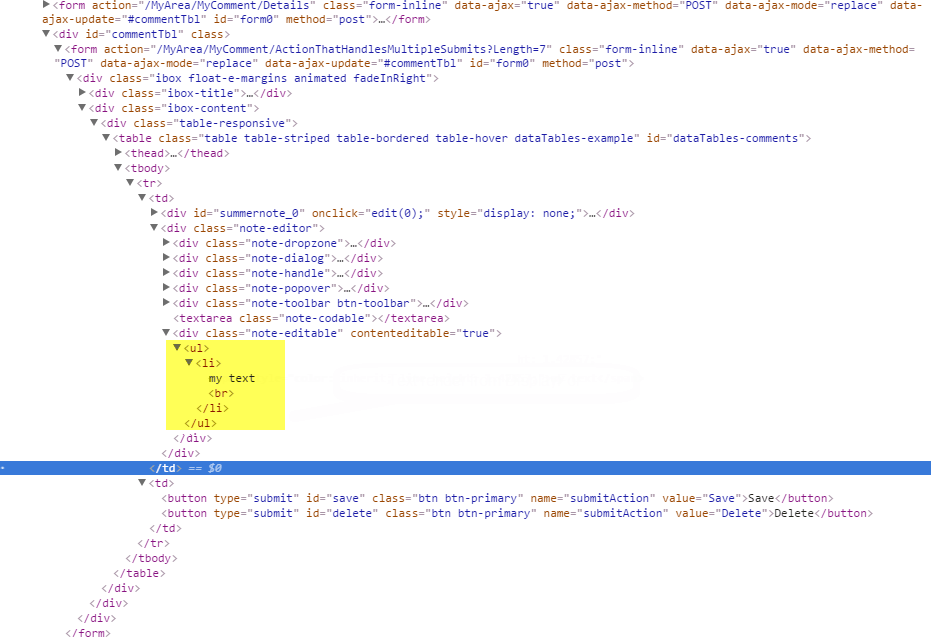 javascript Razor Ajax form not submitting when converting string to