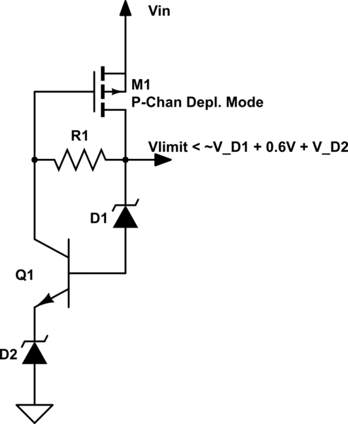 Alternative to depletion mode P-channel MOSFET based voltage limiter