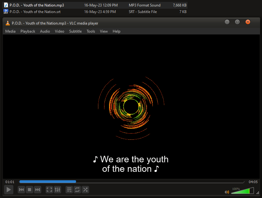 VLC media player, how can I display subtitles for an mp3 file? Super User