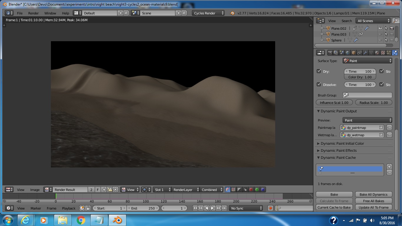 rendering Dynamic paint effect disappears after first frame in