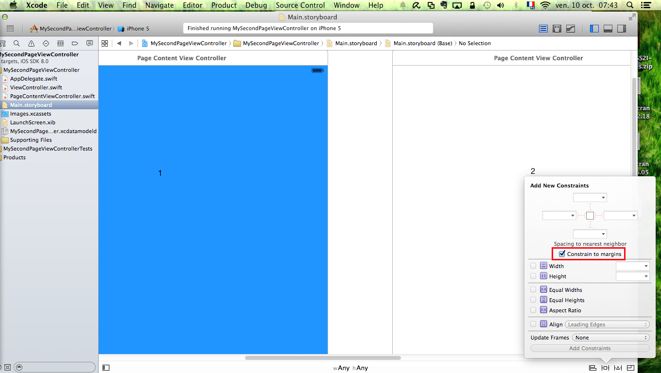swift What does "Constrain to margins" mean in Interface Builder in