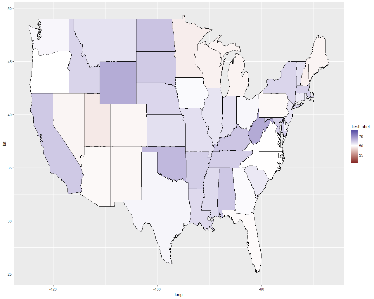 Change Color Scheme Us Map In Ggplot ggplot2 How to conditionally fill regions using ggplot in R Stack