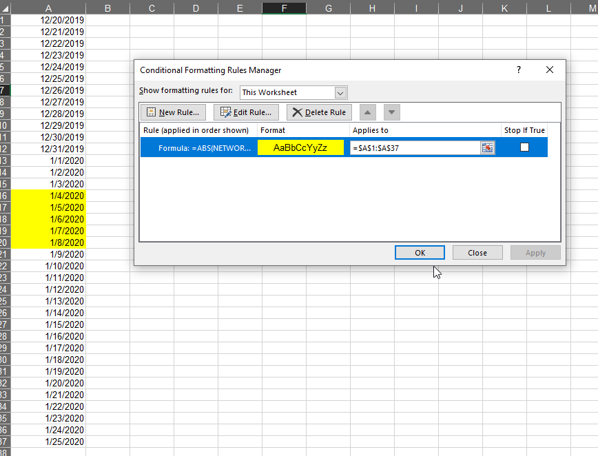 microsoft excel need to highlight cell if date indicated is less than