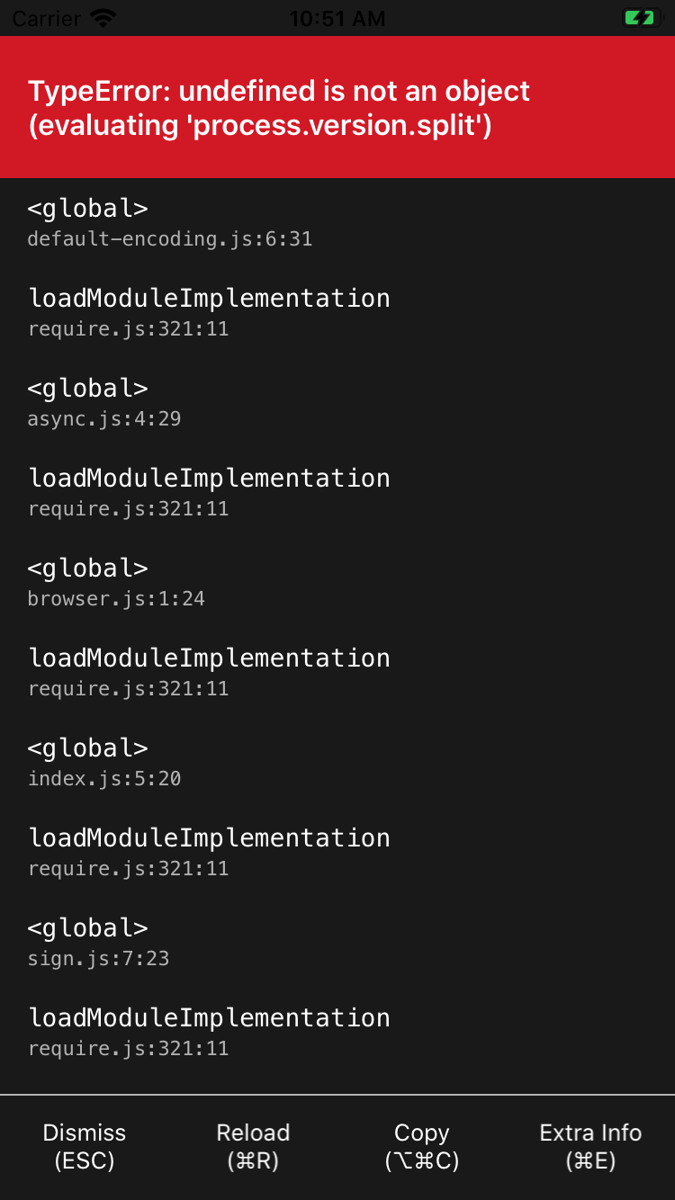 undefined is not an object (evaluating 'process.version