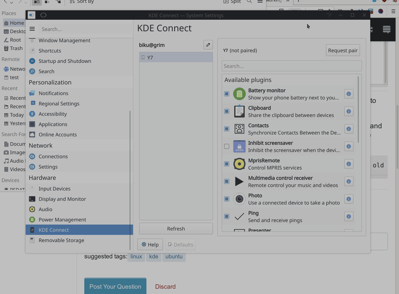 linux KDE Connect not working. (Shows error of cannot be paired