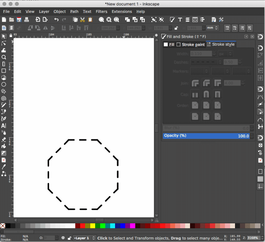 Inkscape Make dashes the same length Graphic Design