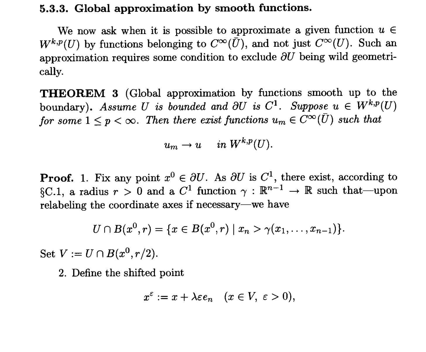 functional analysis Approximation in Sobolev Spaces Mathematics