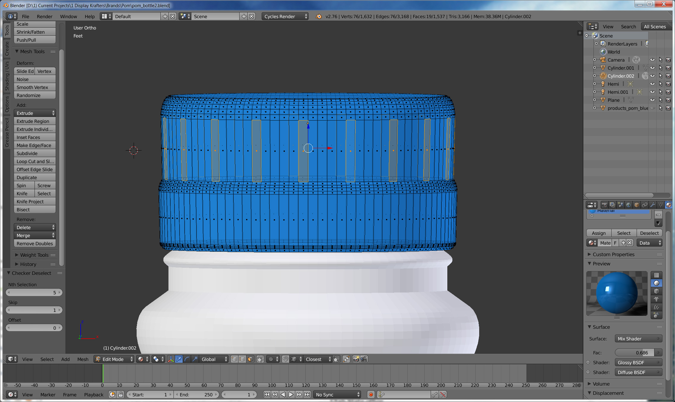 modeling Extruding outward from center point to create the Bottle Cap