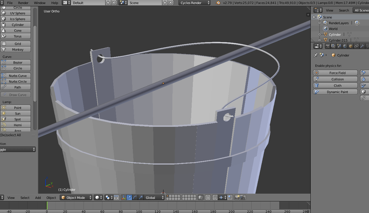 physics Create a Hanging Bucket Effect (Handle Hooked on Rod