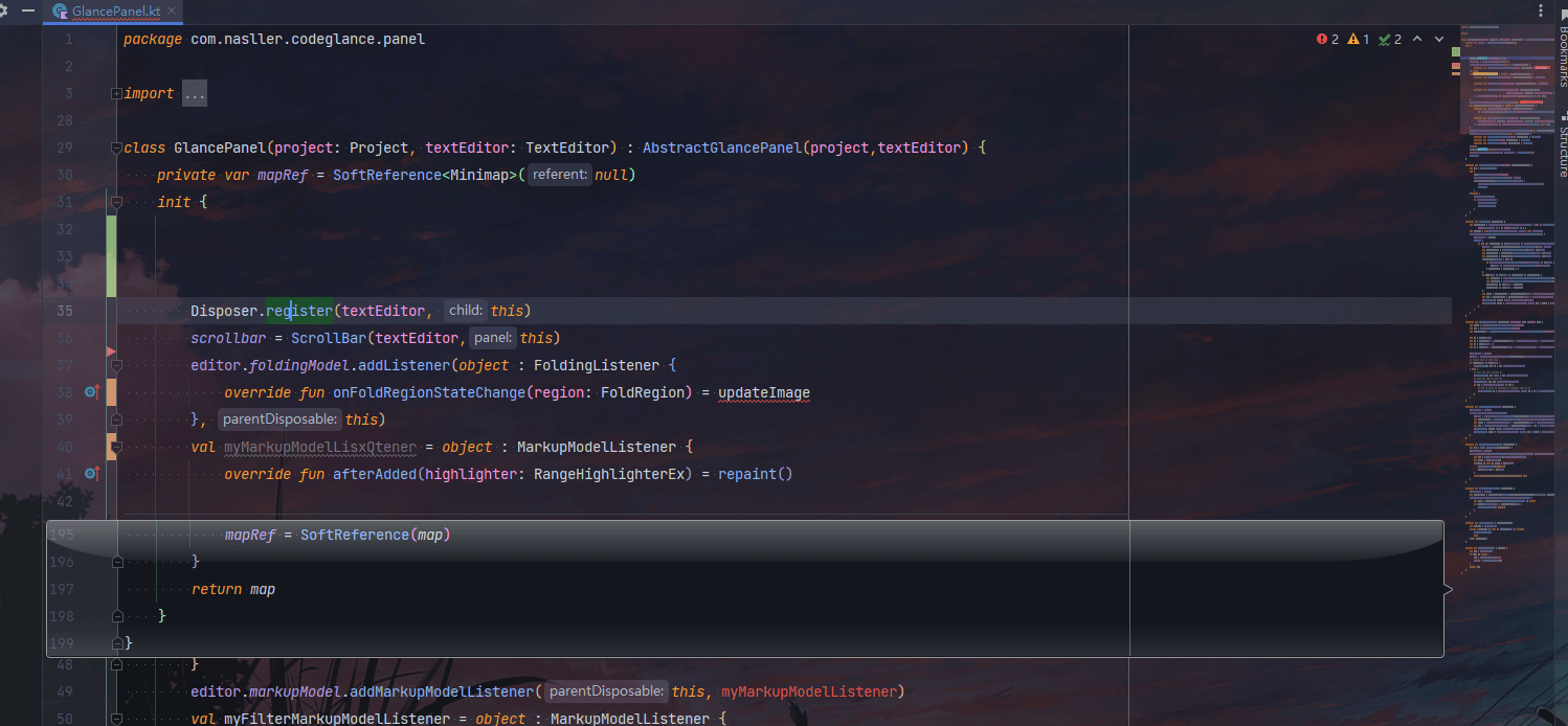 Show code in scroll bar in Intellij Idea Stack Overflow