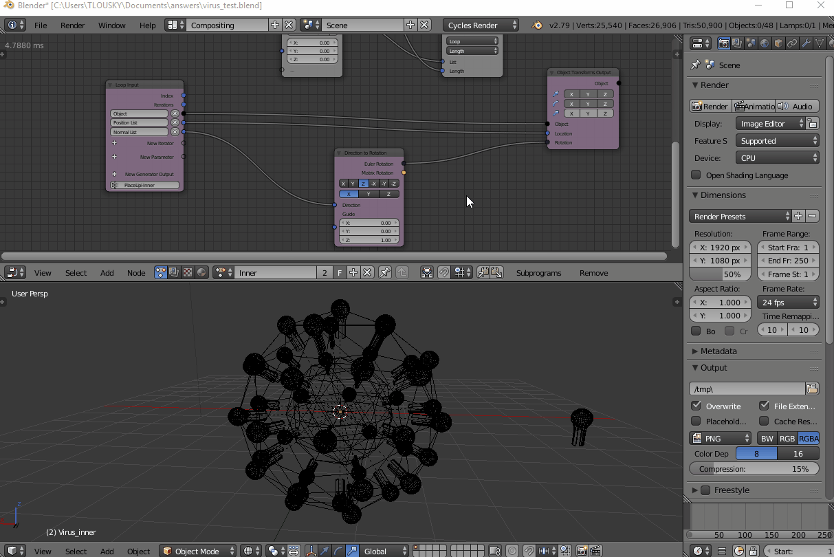 Orientation towards an other object with Animation Nodes