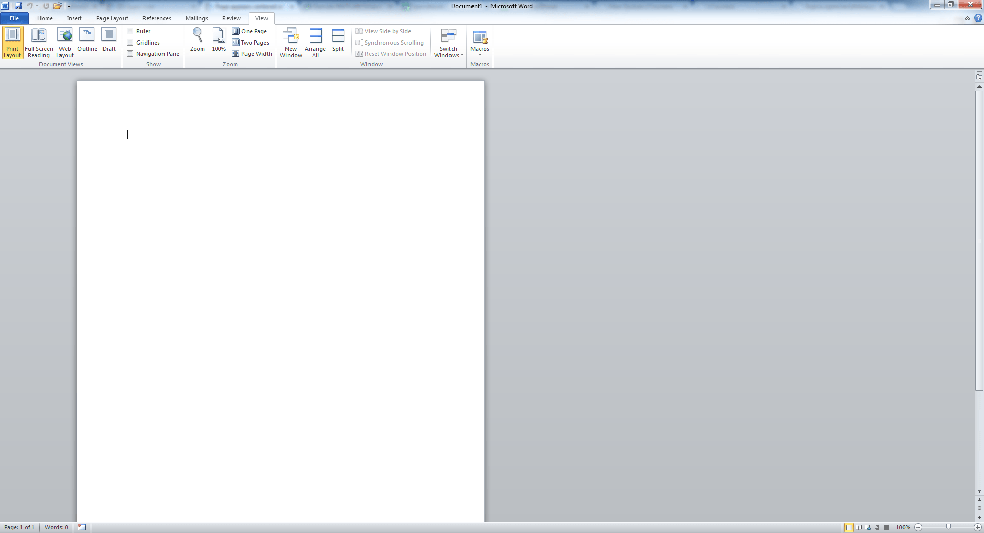 microsoft word Page appears centered at 120 zoom but on the left at