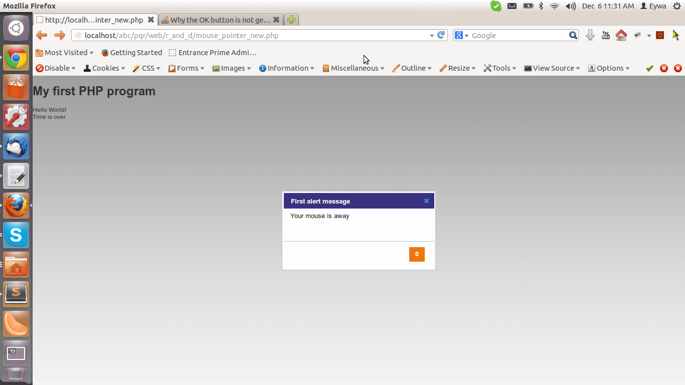 javascript Why the OK button is not getting displayed in