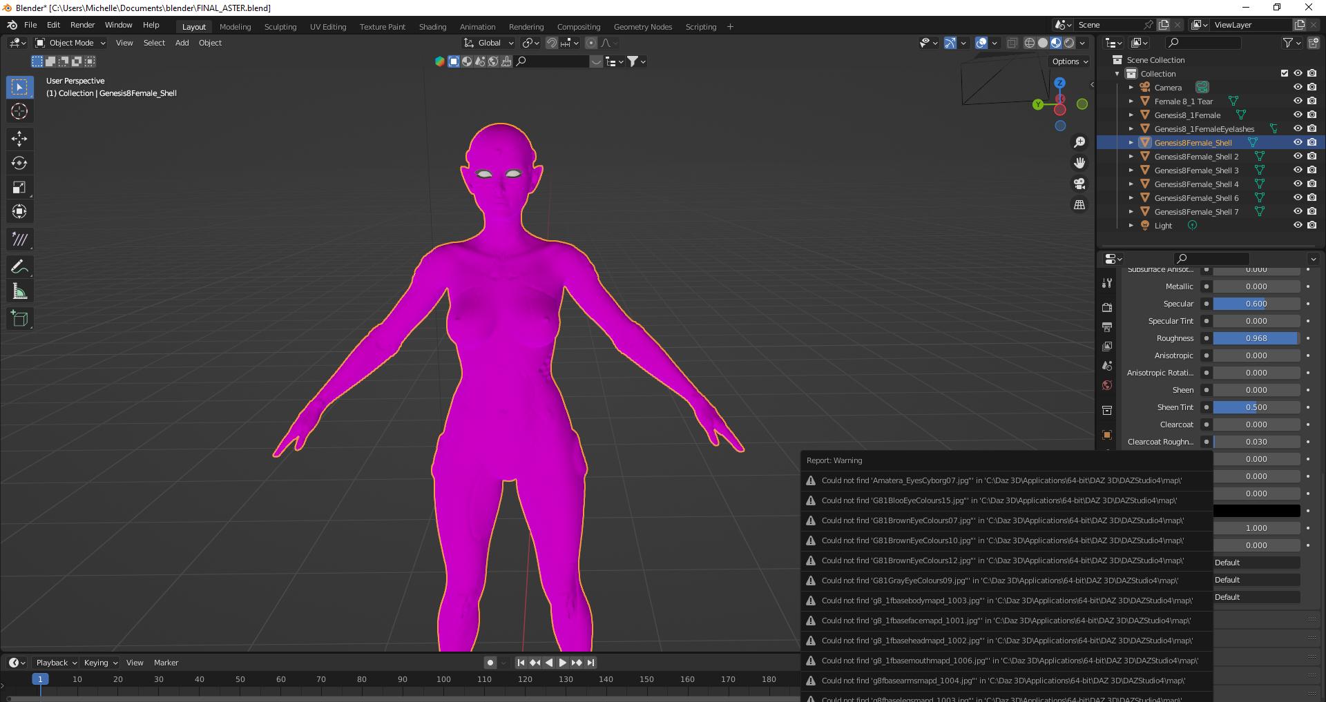 texturing daz studio model is pink Blender Stack Exchange