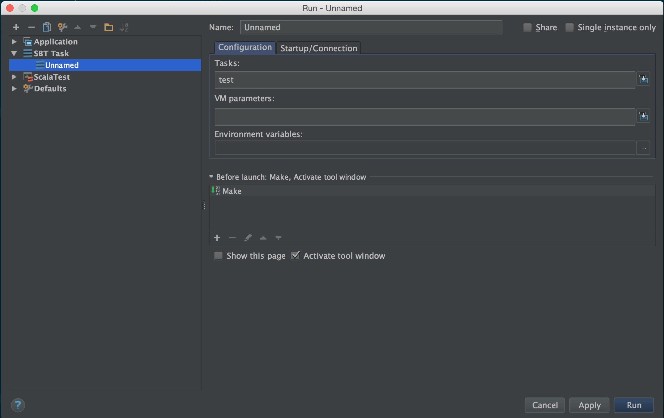 scala Set intellij VM parameters in sbt Stack Overflow