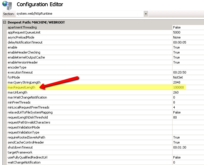 2.0 Maximum request length exceeded exception Stack Overflow