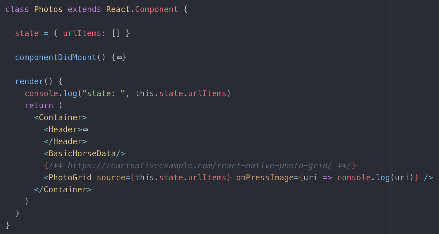 react native onPressImage in PhotoGrid returns Proxy