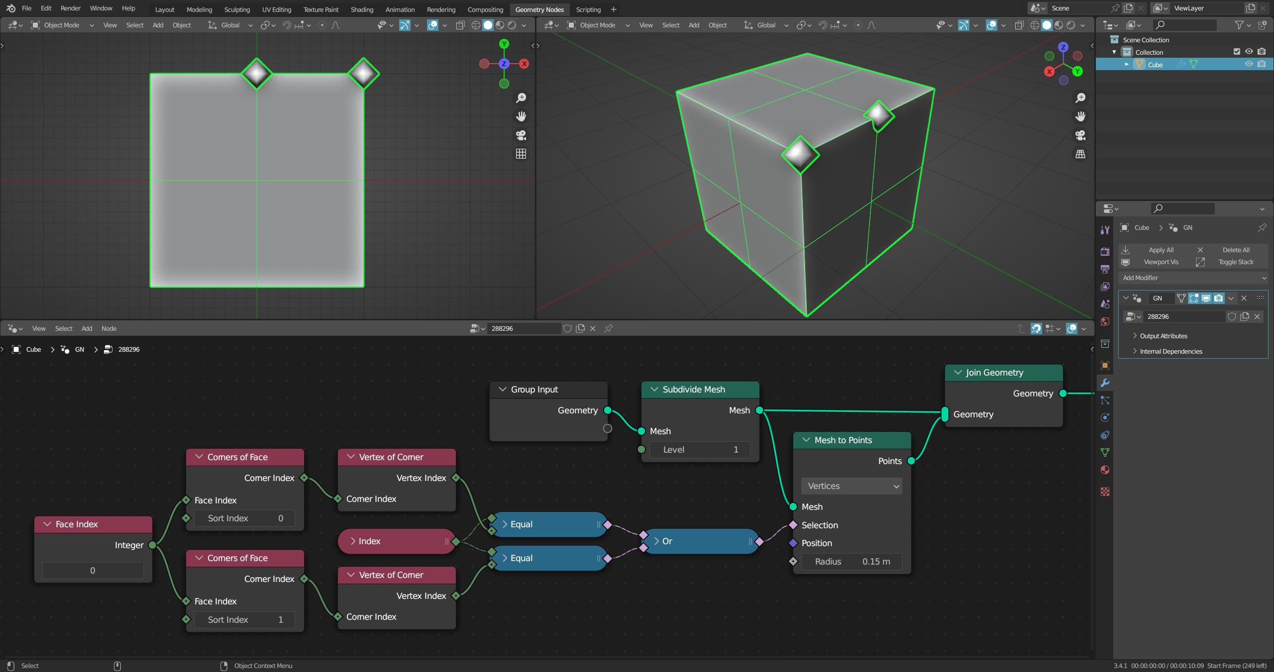 How to select multiple vertices of one or more specific faces with