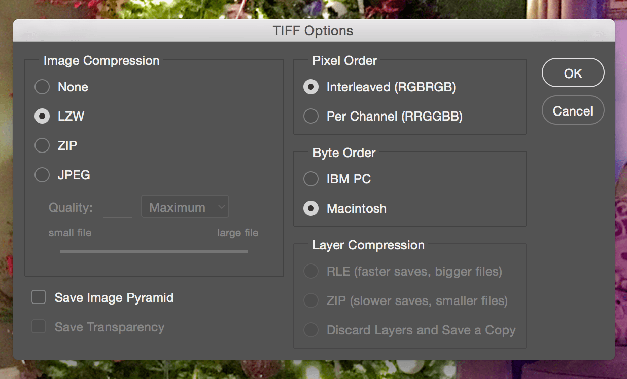 What is the easiest way to reduce the file size of a TIFF without