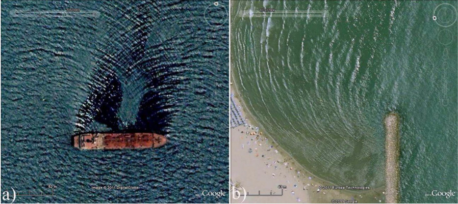diffraction Why water wave won't diffract or bend around a boat