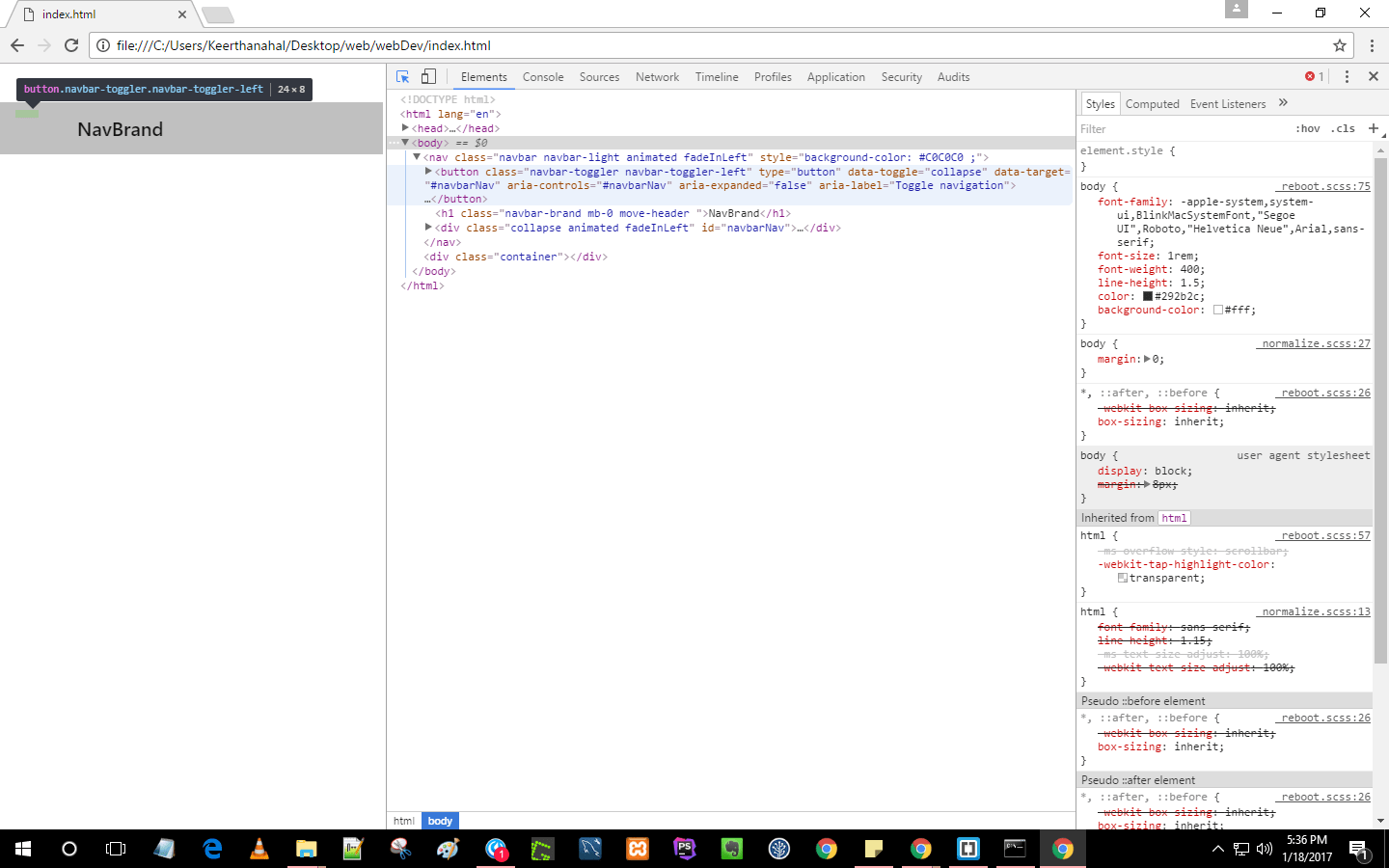 html iconbar class doesn't display the line in the Button Stack