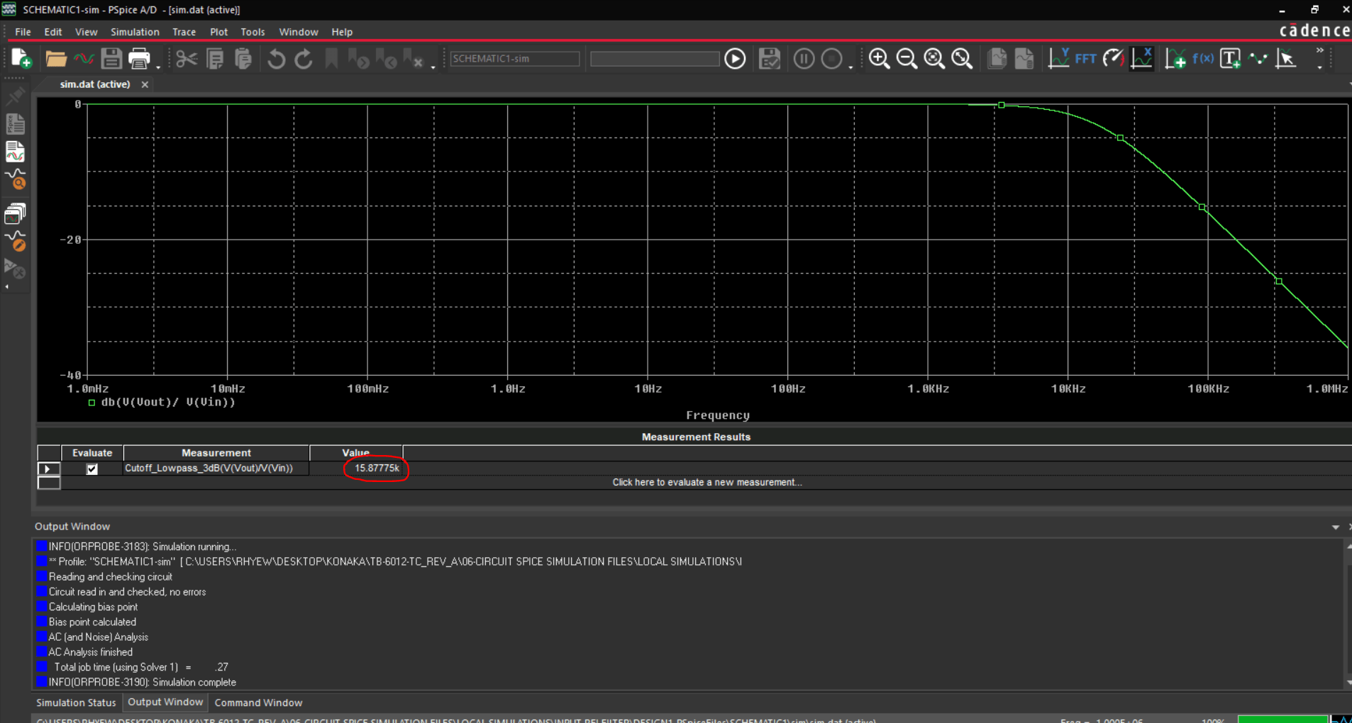 Differential LPF cutout frequency simulation - Electrical Engineering