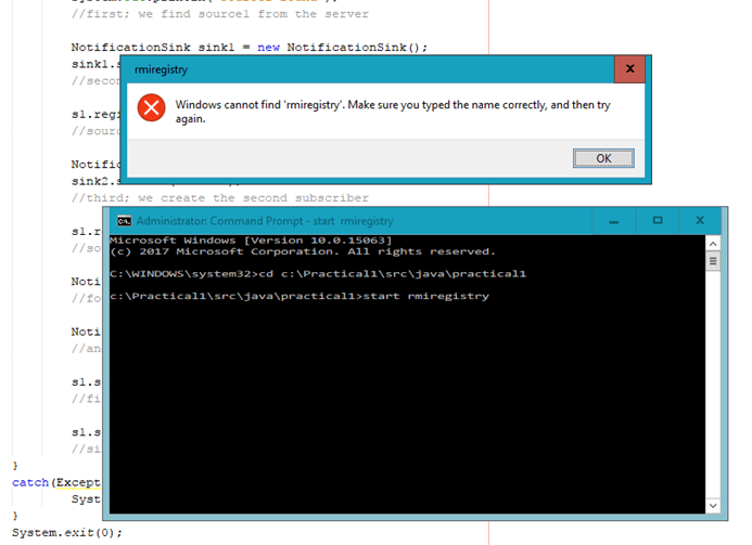 java Windows cannot find rmi registry Stack Overflow