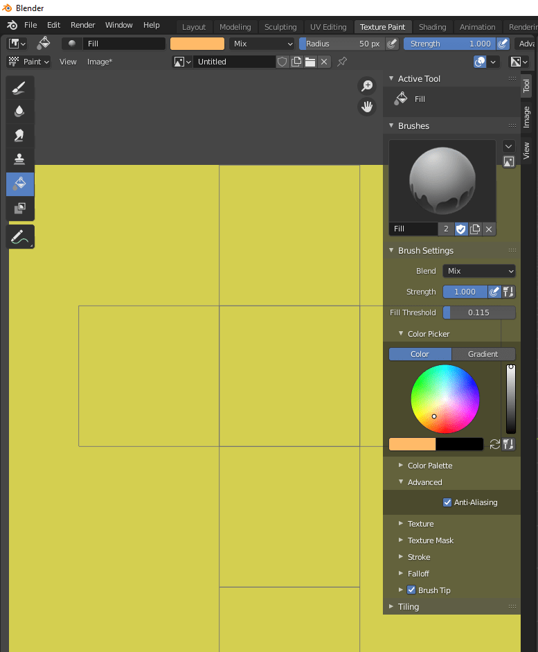 texture painting Painted color different to selected color Blender
