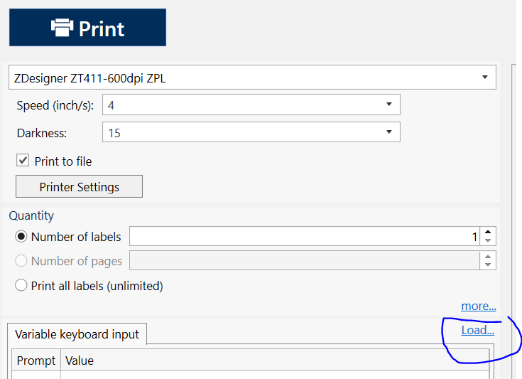 printing ZebraDesigner 3 What are the .default and .variables