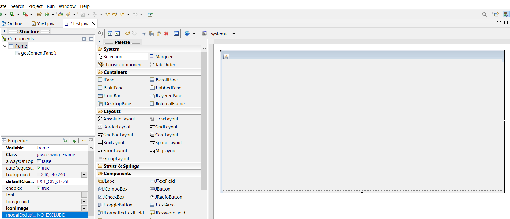 java JFrame not showing (full) Stack Overflow