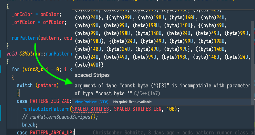 class Passing a two dimensional array to a function Arduino Stack