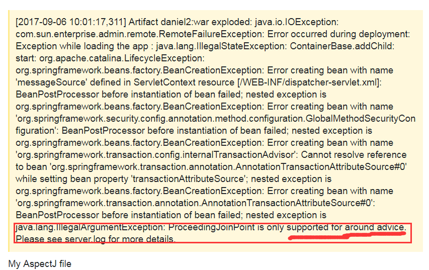 AspectJ with Spring IOException in certain situtations Stack Overflow
