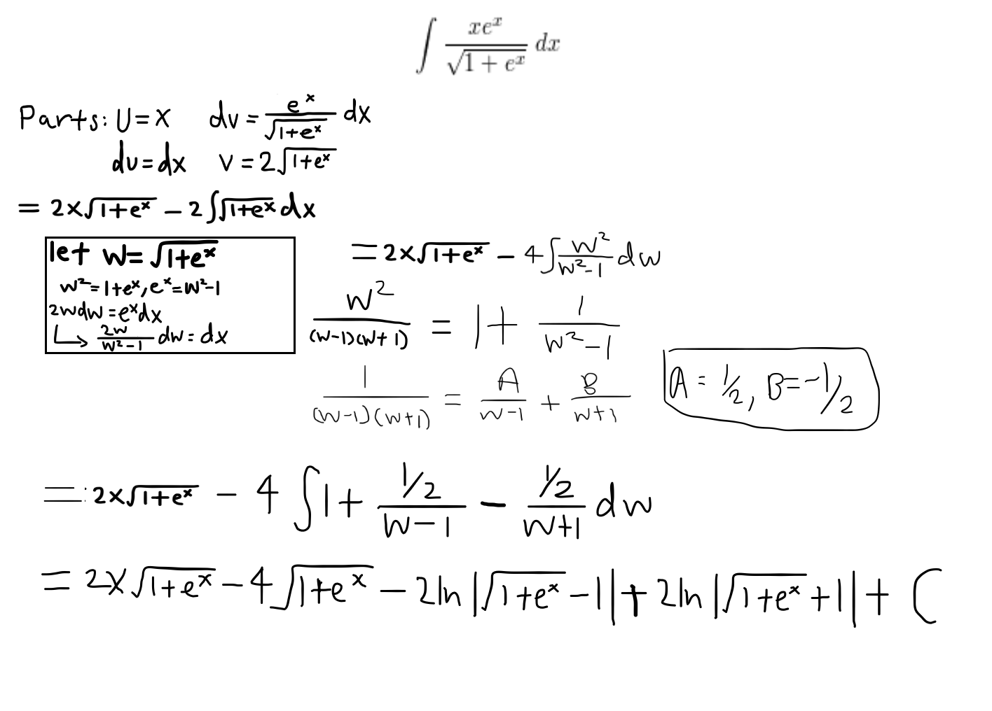 calculus Is my answer correct for indefinite integral \int \frac{xe
