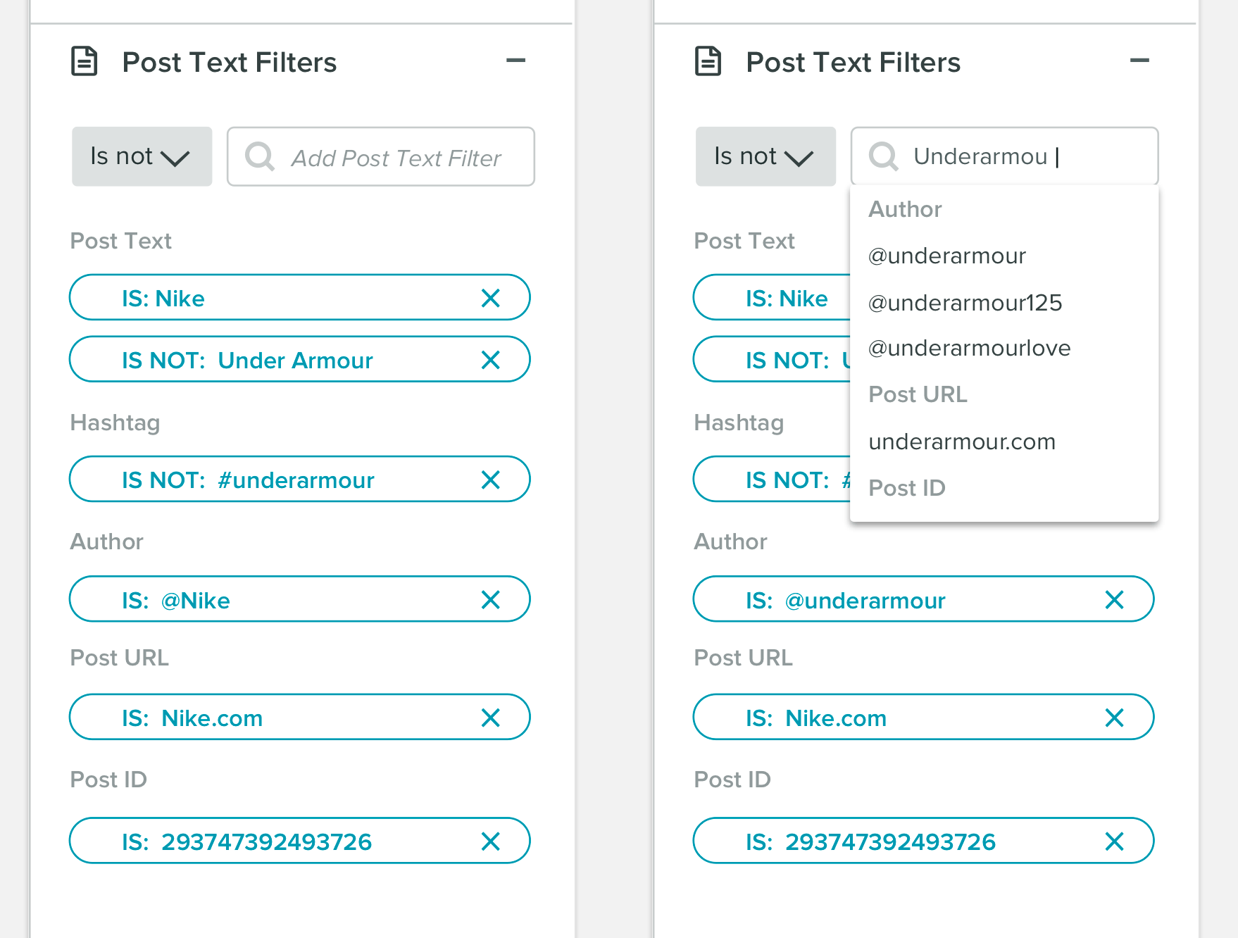 usability How to display included/excluded applied filters? User