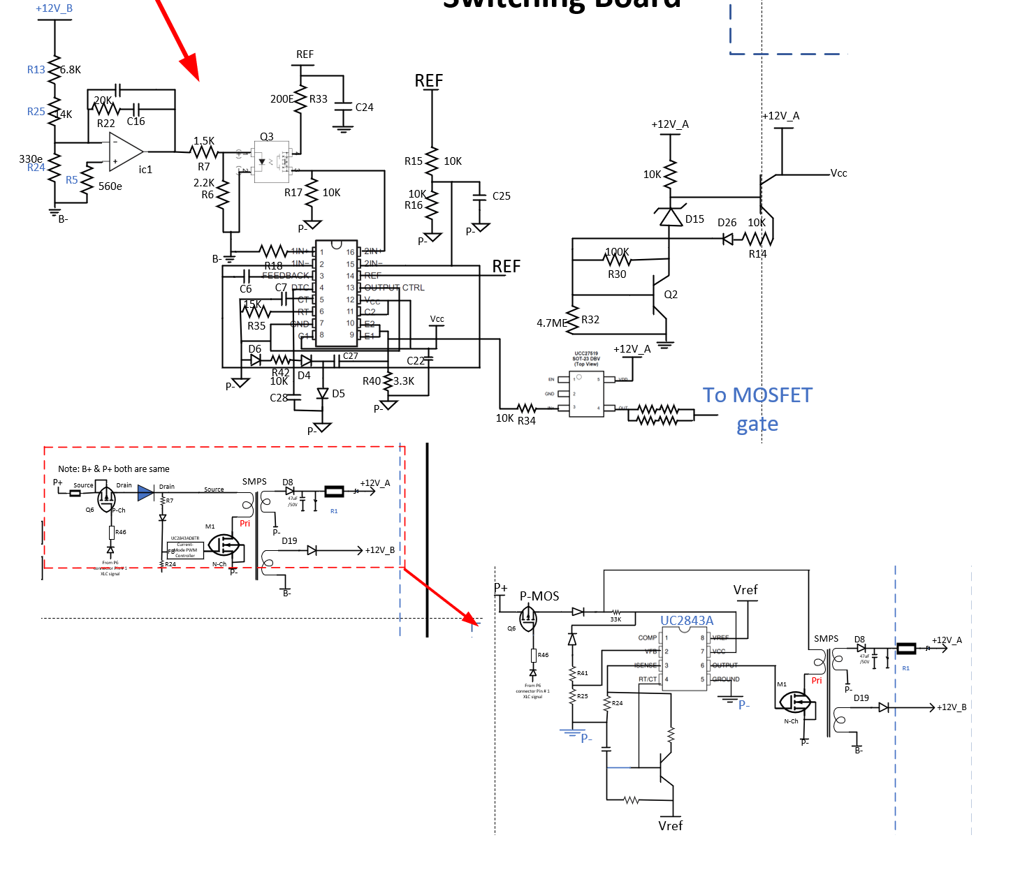 power supply TL494 current limiting without current sense