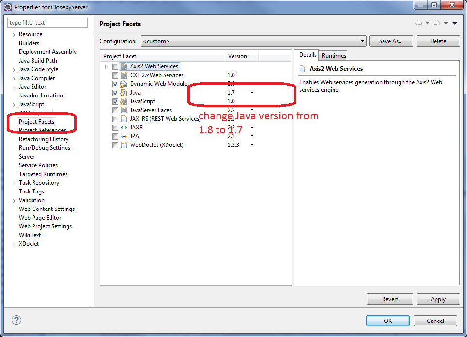 eclipse Version 1.8 of project facet java does not exist Stack Overflow