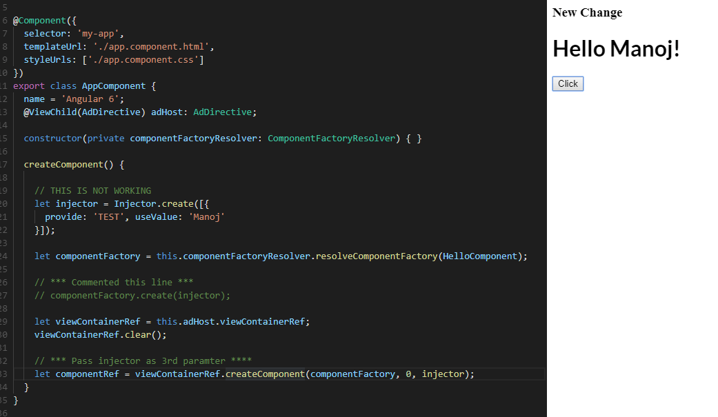 How to inject providers for dynamic components in Angular? Stack Overflow