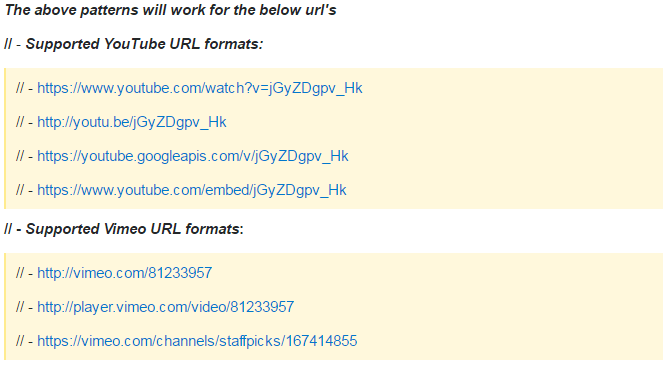 javascript Regex pattern to extract domain name, video url and video