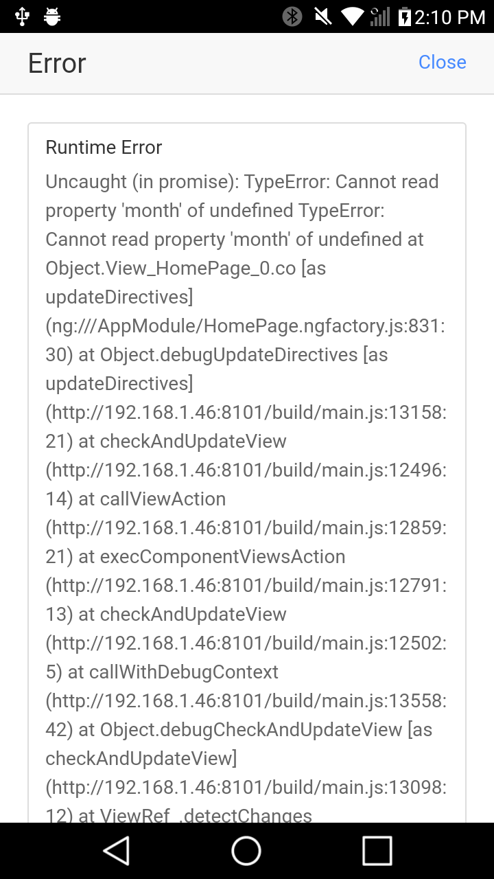 javascript Changed nothing, suddenly recieving Ionic