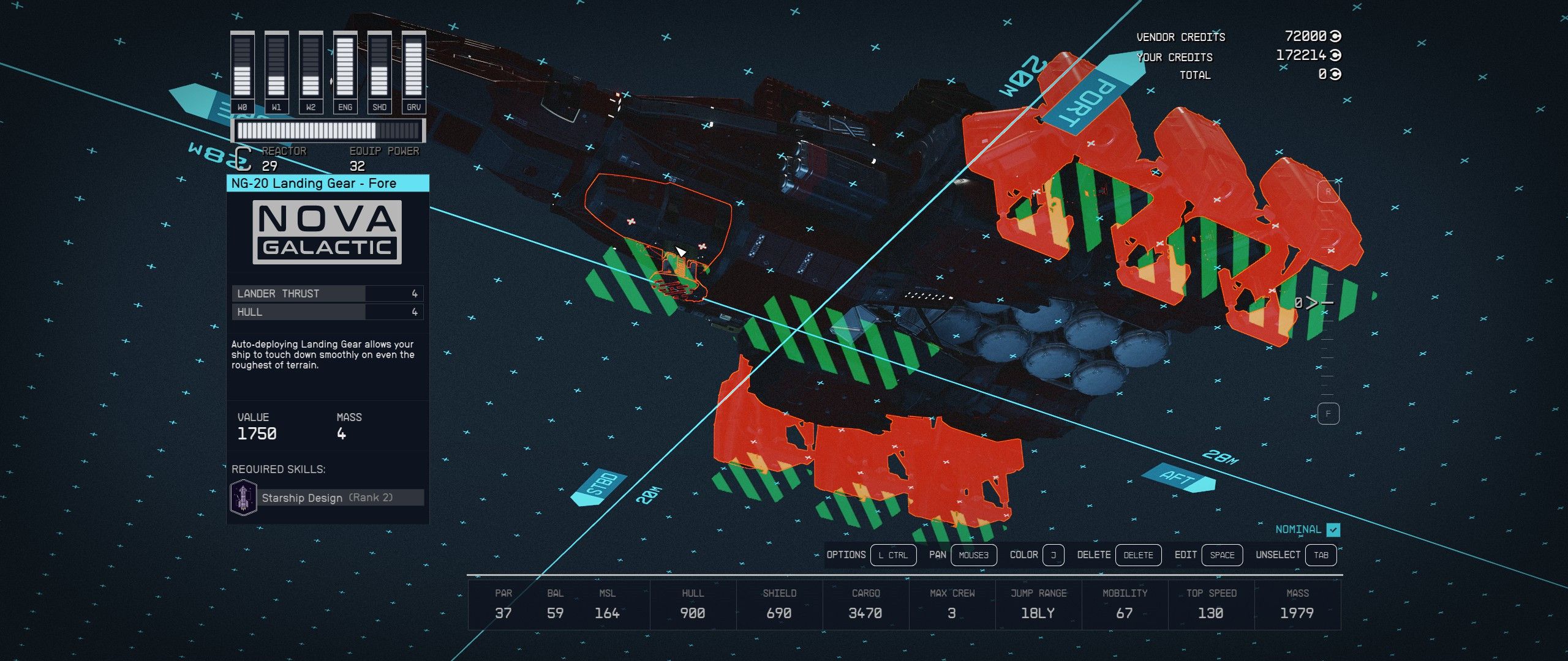 starfield How does one determine how many landing gears are needed