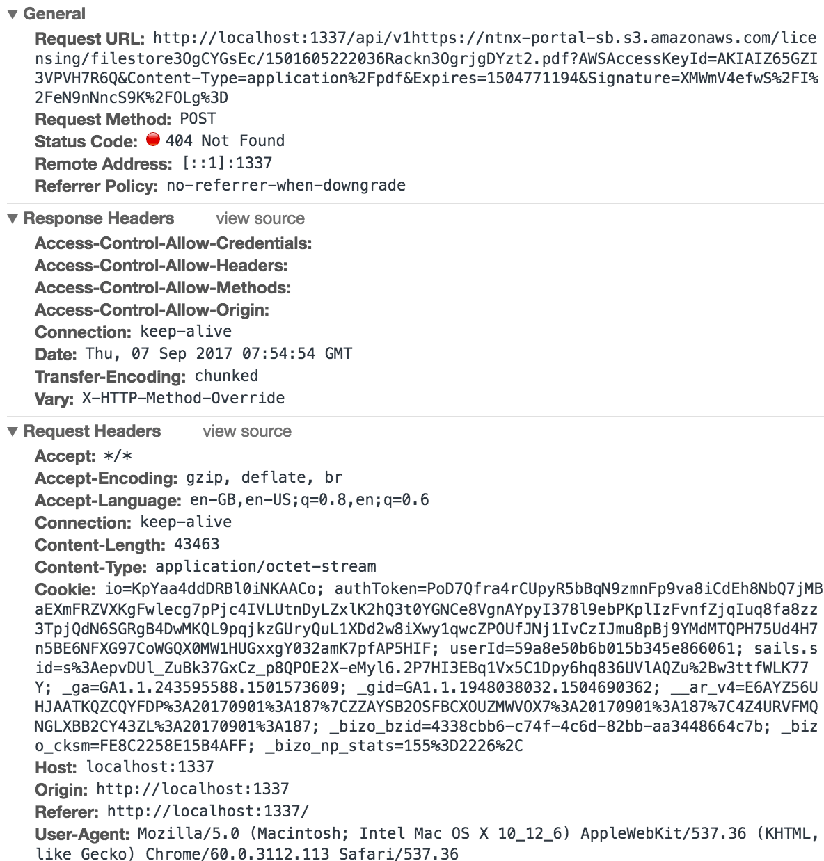 javascript jquery ajax PUT adding local url to passed url Stack