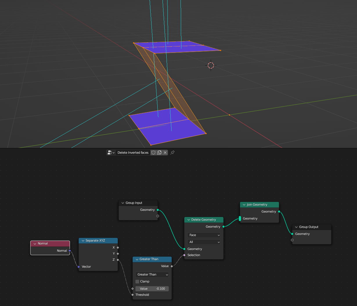 Help with raycast node to delete overlapping faces Blender Stack Exchange