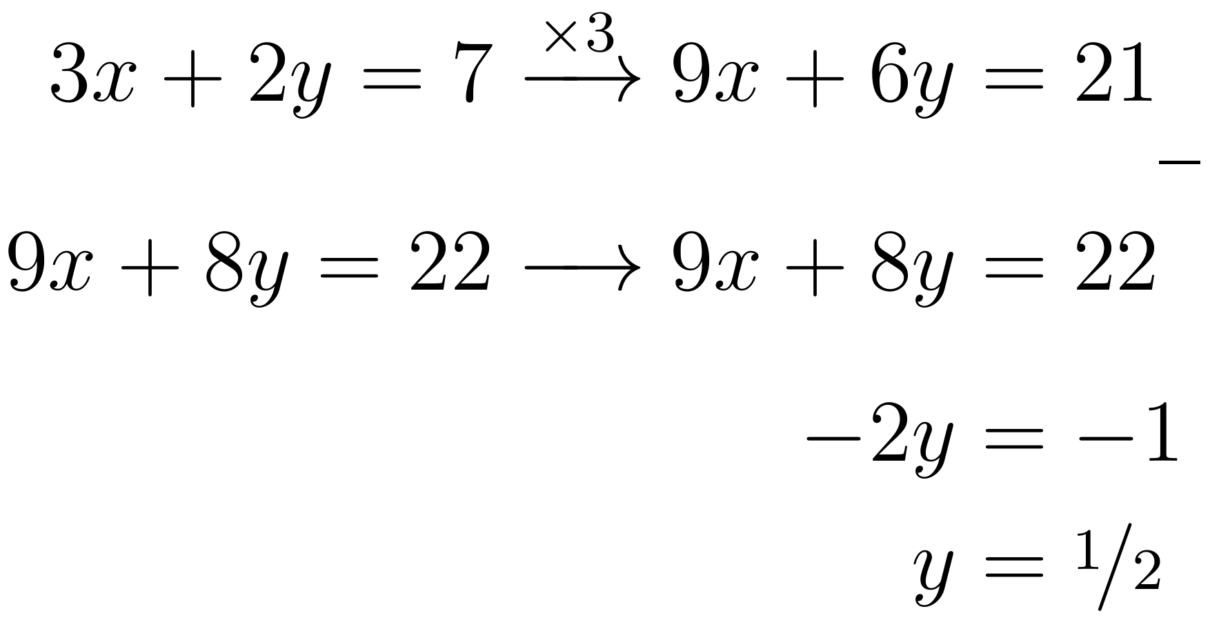 math mode What is the most elegant way to get a diagram showing elimination method to solve