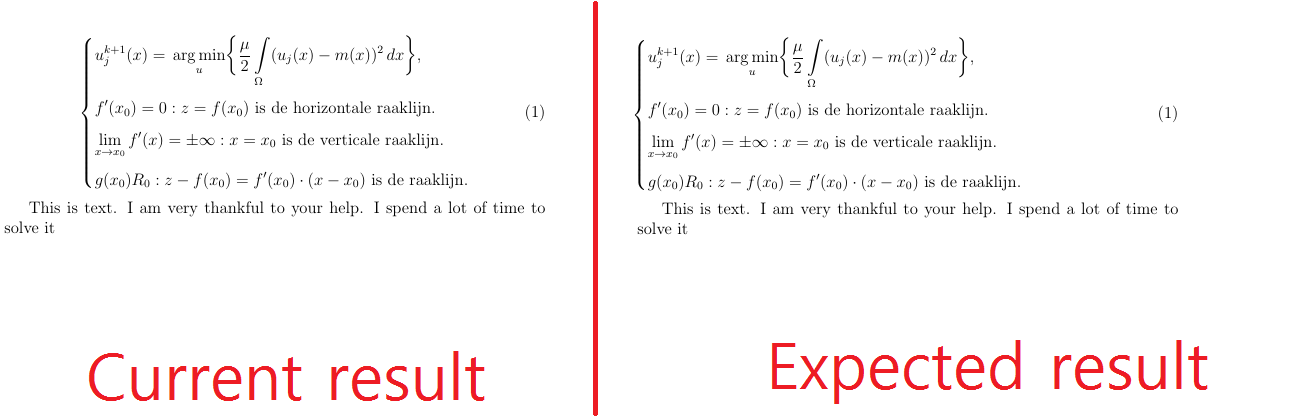 equations How to left align the \dcase to make a straight margin with